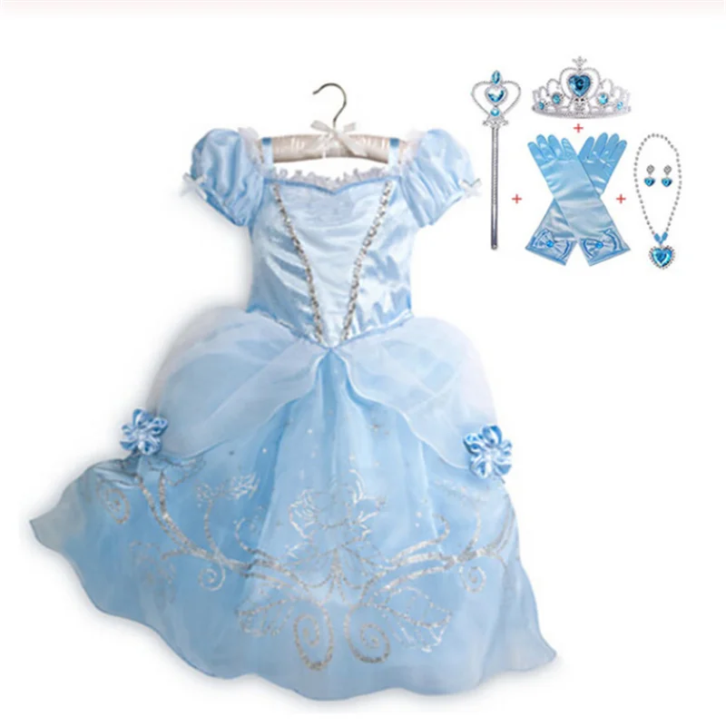 Cinderella Set Платье Эльзы 2; карнавальный костюм; Детские платья для девочек; платье Золушки; Vestidos; платья Белоснежки; платья принцессы Рапунцель, Авроры, Анны - Цвет: Cinderella Set