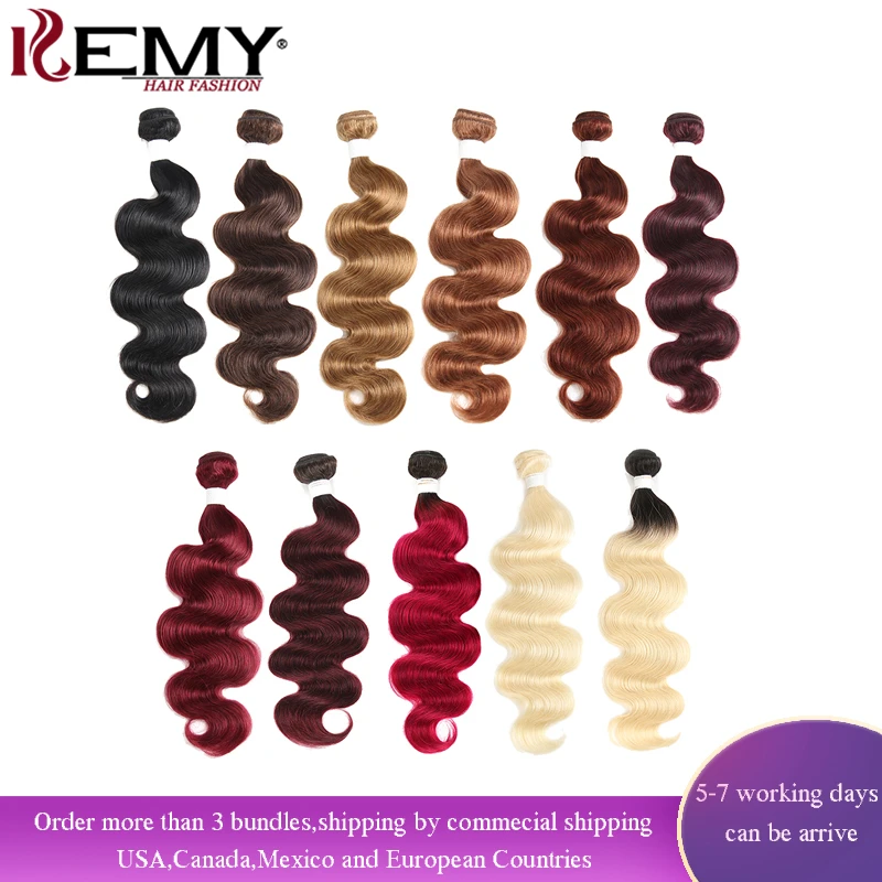 Comprare Marroni bionde Pacchi Dei Capelli Umani di Colore Rosso 1PC Onda Del Corpo Brasiliana Extensions Umani 8 26 Pollici Non dei Capelli di Remy Bundles KEMY