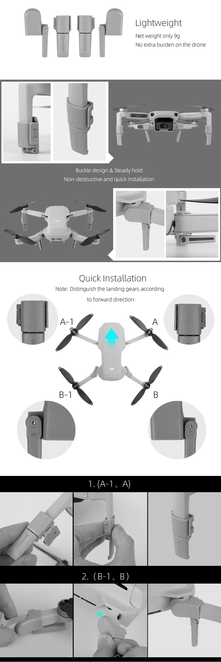 Sunnylife Складная поддержка ног повышение шасси протектор стабилизаторов для Mavic Mini