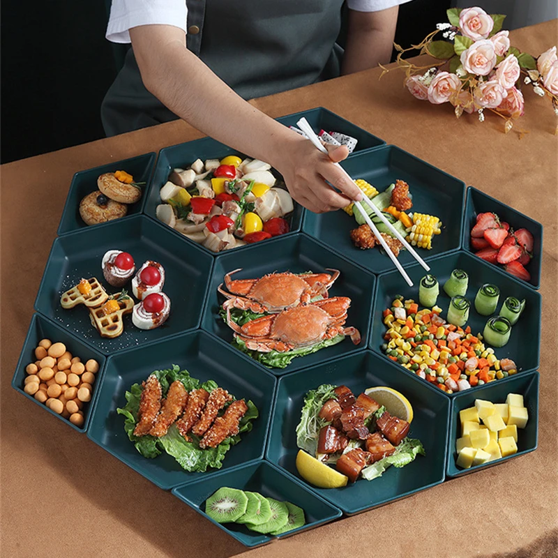 Creative Wheat Straw Plates Unbreakable Dinner Plates Polygon Plate Food Fruit Snack Flavor Plate Dishwasher Microwave Safe
