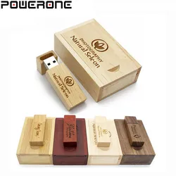POWERONE – clé USB en bois avec LOGO gratuit pour plus de 10 pièces, support à mémoire de 8GB 16GB 32GB 64GB, lecteur Flash en érable 