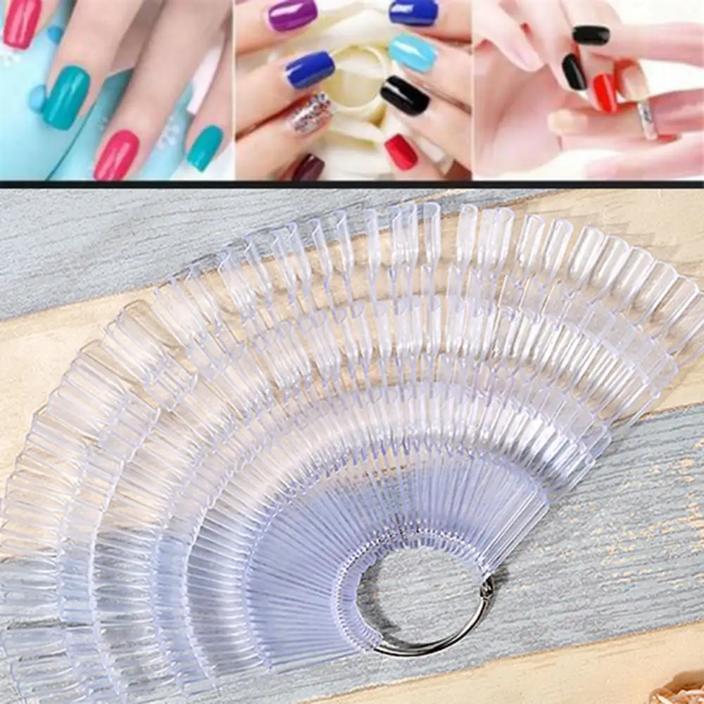 50pcs Nail Art Tips Board Display Practice Fan Nail Polish Swatches