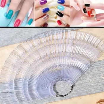 

50pcs Nail Art Tips Board Display Practice Fan Nail Polish Swatches Nail Color Sample Nail Art Manicure Makeup Tools