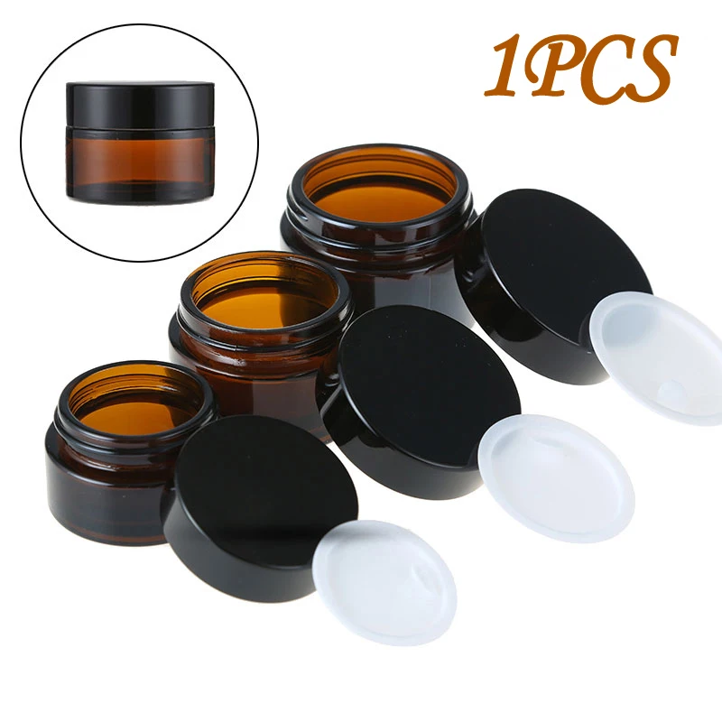 

1Pcs5g/10g/15g/20g/30g/50g empty new amber glass jar container cosmetic cream lotion bottle hand cream bottle travel container