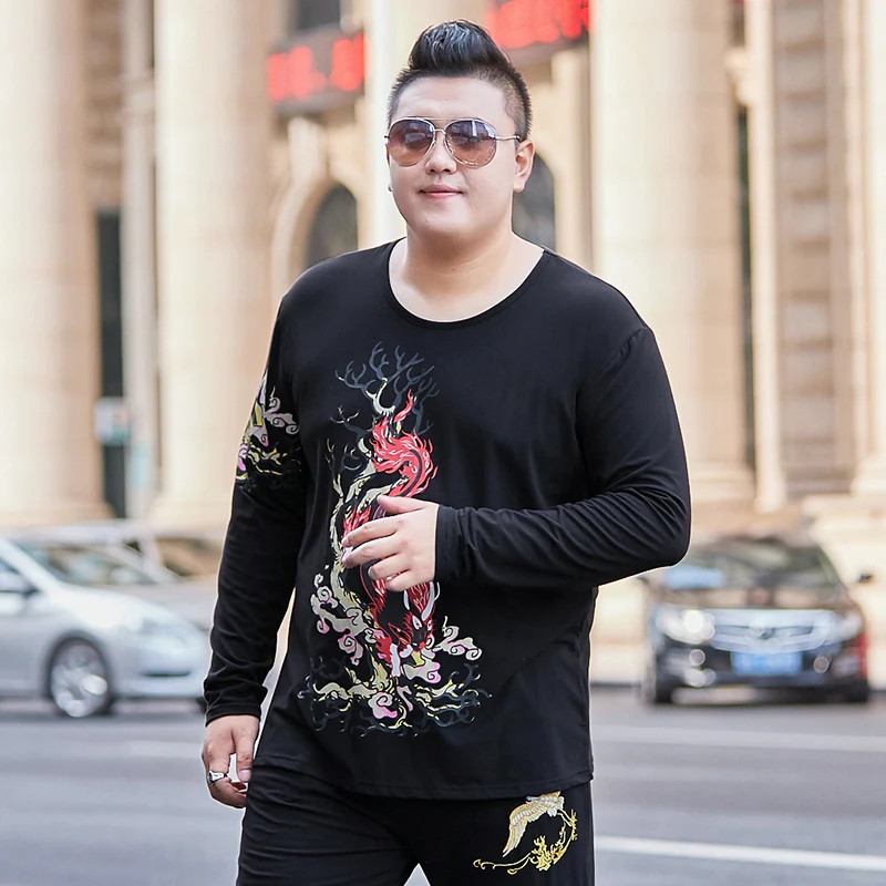 5XL 6XL 7XL 8XL зимняя Большая распродажа мужская футболка с длинным рукавом дешевая Осенняя Большие размеры большие футболки хлопок домашние черные футболки