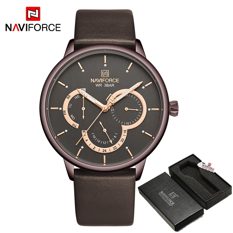 CEGYDBN BOX Топ люксовый бренд NAVIFORCE мужские часы Модные Кожаные Бизнес Кварцевые мужские спортивные водонепроницаемые наручные часы Relogio Masculino - Цвет: CEGYDBN BOX