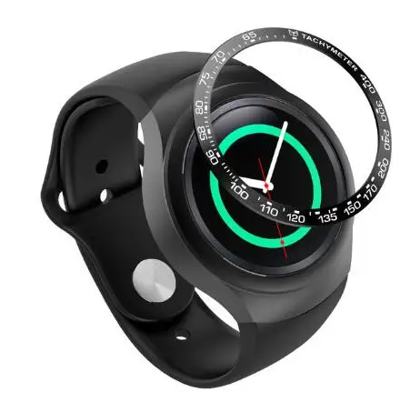Чехол для умных часов для samsung gear S2 SM-R720 кольцо с ободком аксессуары для умных часов клейкая крышка против царапин из нержавеющей стали - Цвет: Bblack