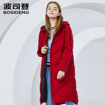 

BOSIDENG OUTLET winter women duck down coat long parka thicken outwear warm parka waterproof letter print B80141042