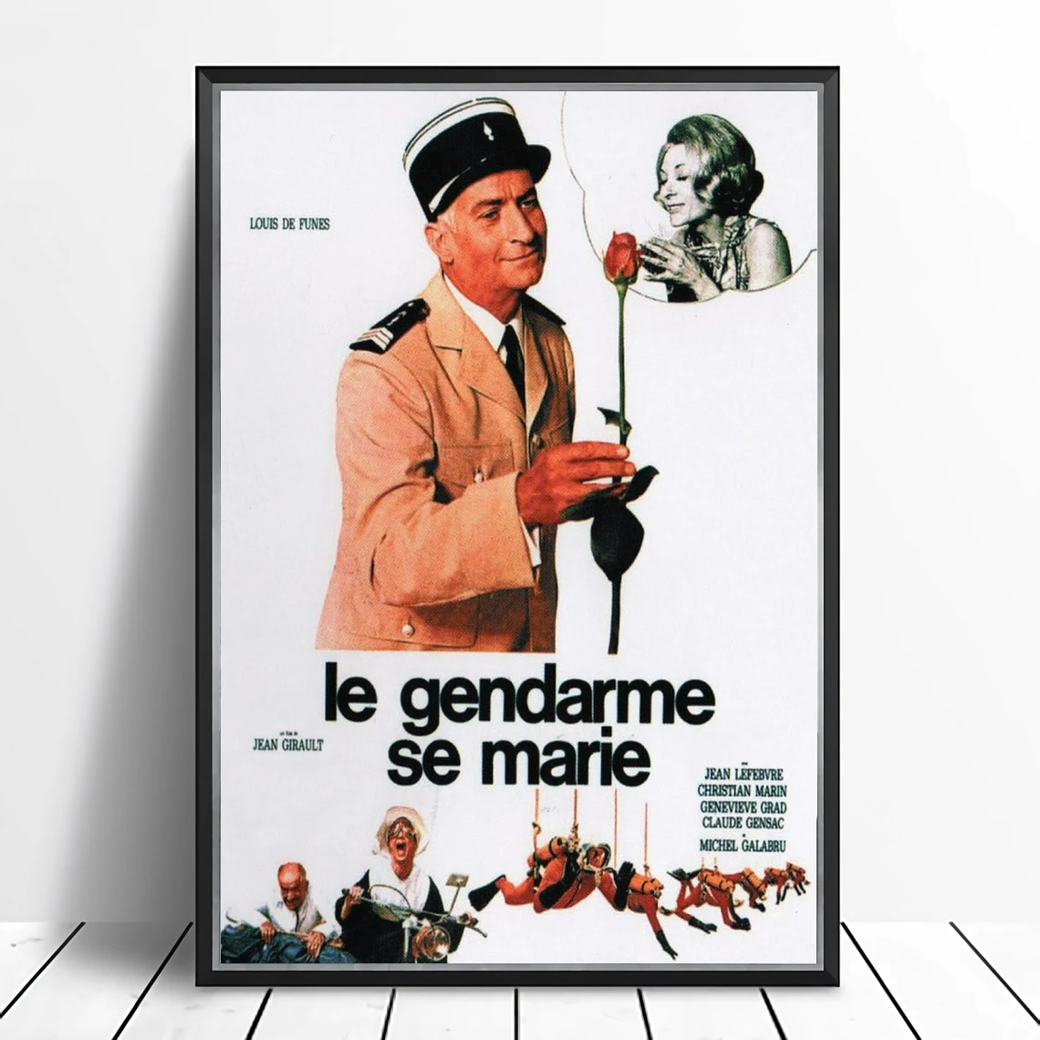 Plaque Métal Louis De Funès En Gendarme - 30 X 20 Cm - Neuf