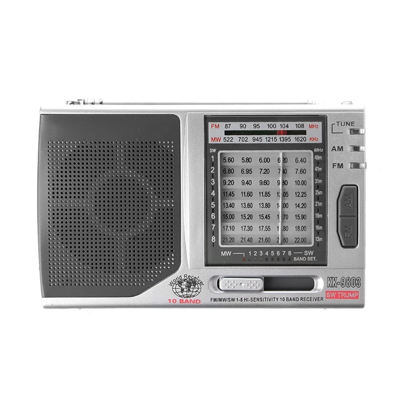 KK-9803 FM/MW/SW1-8 Высокочувствительный fm-радио MW/SW встроенный динамик цифровой приемник портативный вещательный
