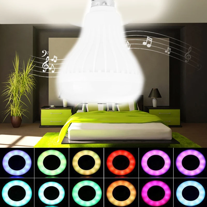 Беспроводной E27 Bluetooth 3,0 аудио динамик RGB цвет белая Лампа музыкальная лампа