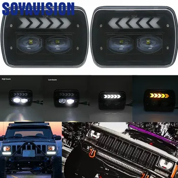 

5X7 7X6 inch Rectangular Sealed Beam LED Headlight With DRL Amber Signal for Jeep Wrangler YJ Cherokee XJ H6014 H6052 H6054 LED