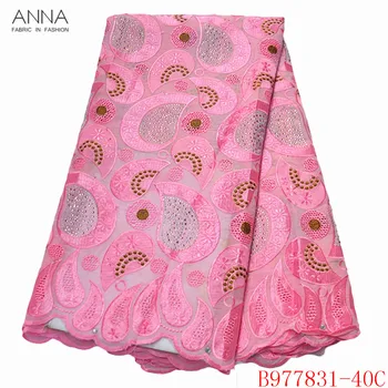 

Anna baby pink swiss voile lace in switzerland high quality embroidery with rhinestones and stones african 100% cotton fabric
