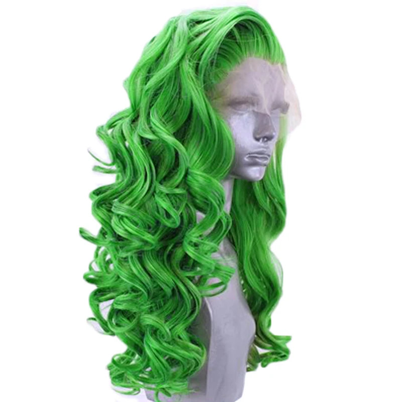 Lace front synthetic wigs for women Charisma Long Deep Wave Hair Synthetic Lace Front Wig High Temperature Fiber Hair Pink Wigs For Women Free Part Green Wig