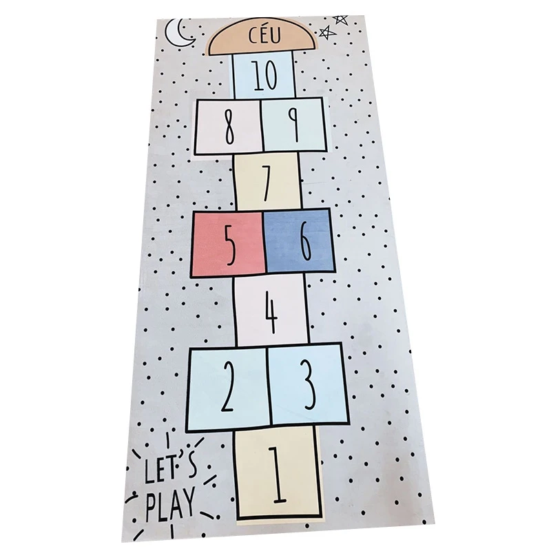 

Nordic Baby Hopscotch Game Mat Kids Activity Play Gym Mats Children Infant Adventure Road Rugs Crawling Carpet for Children Room