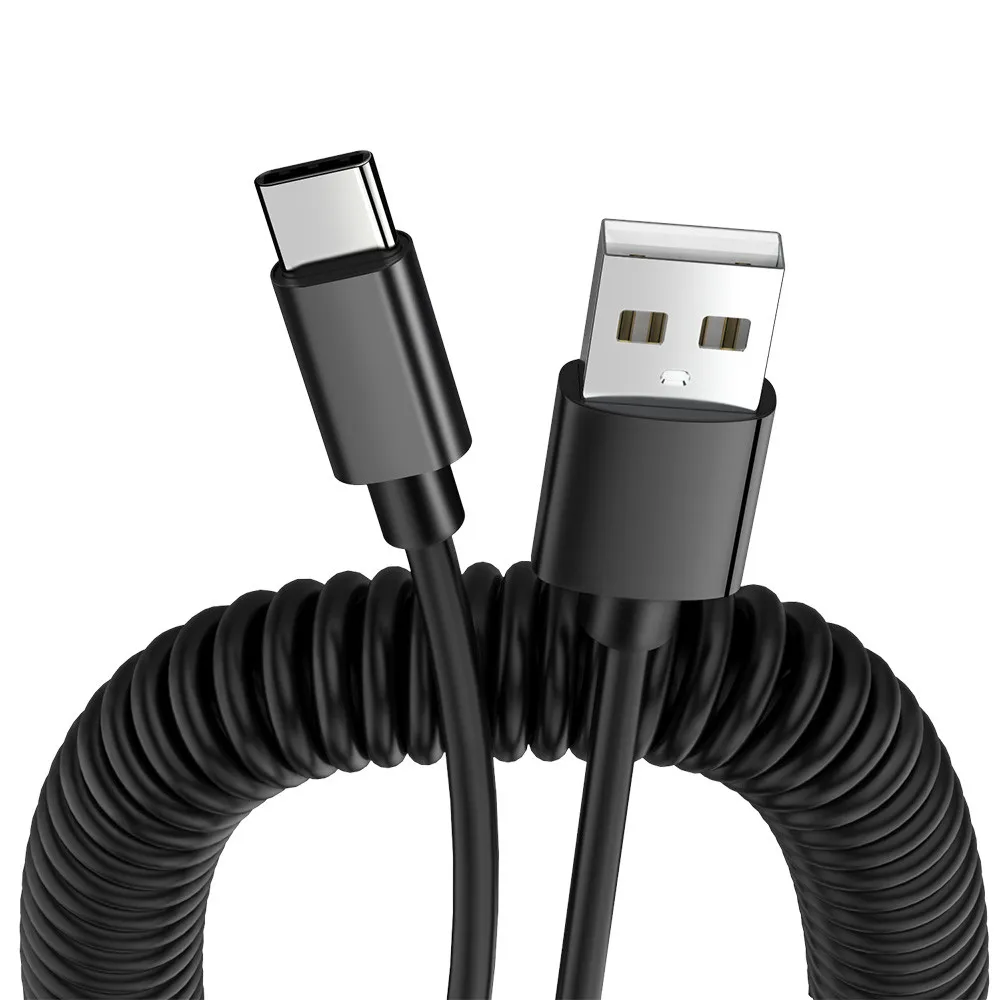 Пружинный USB-кабель выдвижной кабель Micro USB Type-C 2 4 А для быстрой зарядки и передачи