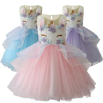 

2018 Christmas Dress Girl Clothes Princess Wedding Kids Dresses For Girls Dress Costume Clothing Party Unicorn Dress 3 10 Years