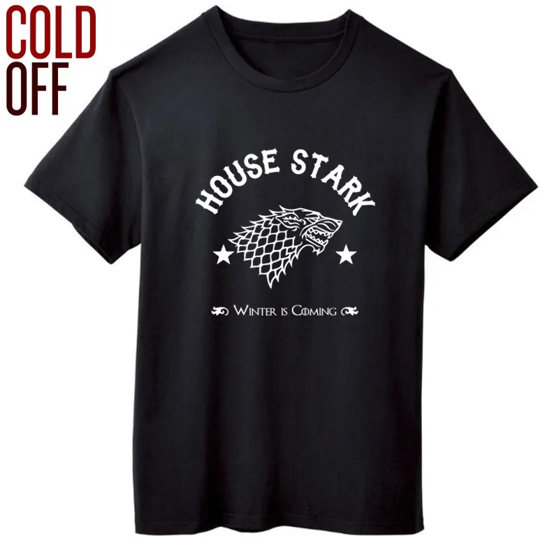 

COLD OFF 100% cotton summer o-neck house stark men T shirt casual short sleeve game of thrones men t shirt cool men tee shirts