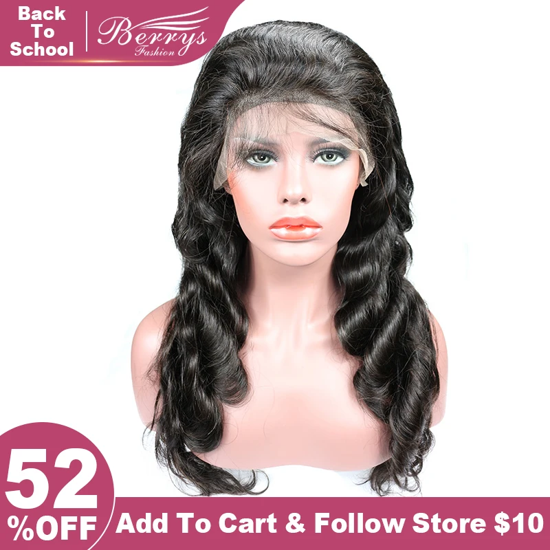 

[Berrys Fashion] Full Lace Human Hair Wigs Body Wave 130% Density Natural Hairline Free part Brazilian Virgin Hair