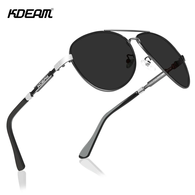 

KDEAM Cat.3 Polarized Sunglasses Men Pilot 62mm Lens Designer Driving Sun Glasses with Zipper Case