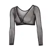 Maternity Net Yarn Bottoming Shirt Slimming Upper Arms Shapers Women Navel Sheer Mesh Sleeves Compression Shirt Chiffon 6