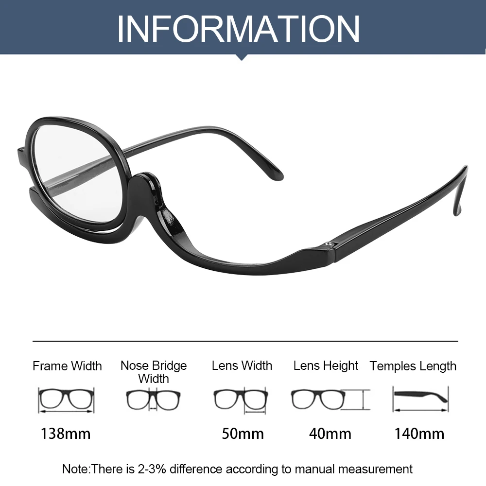 1PC Rotating Folding Magnifying Makeup & Reading Glasses