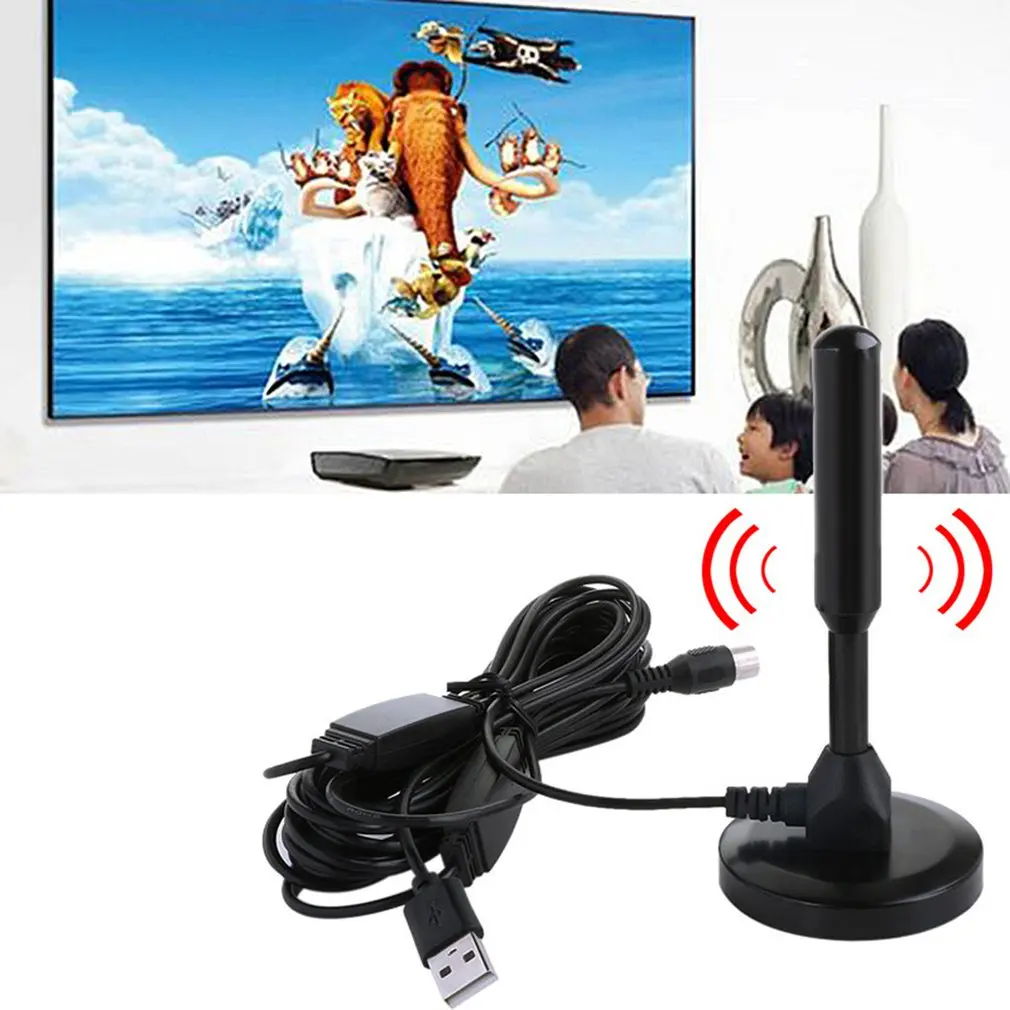 ТВ-антенна для DVB-T телевидения/USB ТВ-тюнер портативные внутренние/наружные/Автомобильные HD цифровые ТВ антенны с усилителем