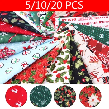 

20pcs Cotton Fabric Cartoon Christmas Series Printed DIY Handmade Quilting Patchwork Sewing Floral Cloth Sewing Craft Bundle
