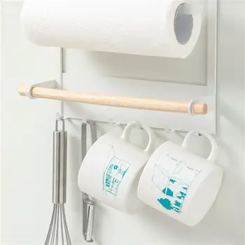

White Magnetic Refrigerator Fridge Sidewall Paper Towel Holder Storage Rack Shelf Kitchen Organizer for Kitchen Collect