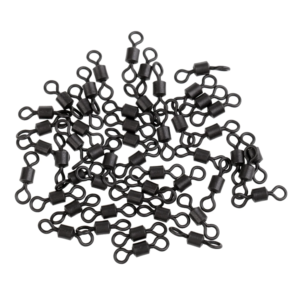 50 Pieces Fishing Ball Bearing Barrel Rolling Swivel Bearing Lures Connector Solid Ring Size 4# Fishing Hook Accessories