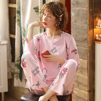 

Korean-style Pajamas Women's Spring And Autumn Pure Cotton Long Sleeve Korean-style Princess Outer Wear Loose Thin Home Wear