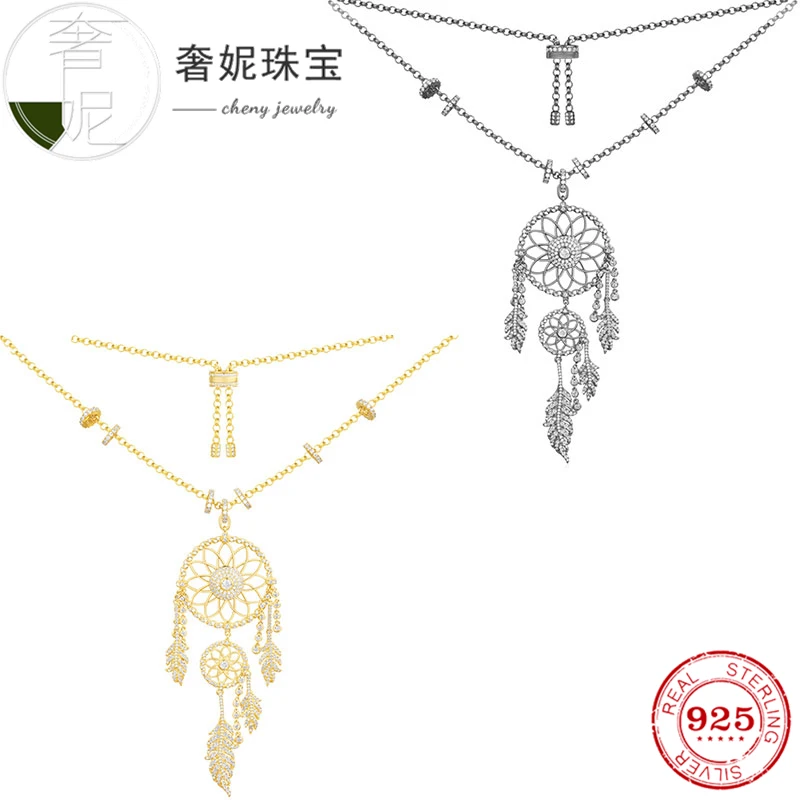 

cheny monaco jewelry Golden dream catcher necklace temperament fashion clavicle chain exaggerated telescopic sweater chain women