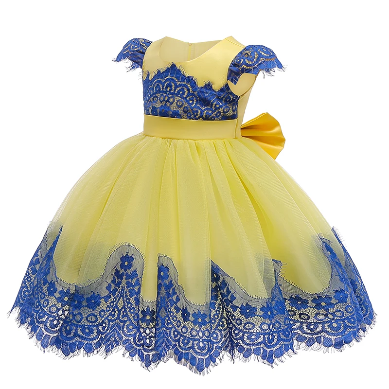 LZH Halloween Dress Flower Girls Wedding Children Birthday Party Princess Ball Gown Kids Dresses For Yellow Clothes |