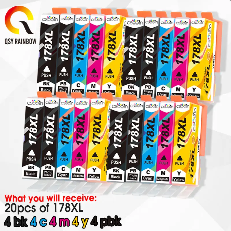 QSYRAINBOW 178xl совместимый картридж с чернилами Замена для HP 178 XL 7515 5515 B109a B010b B209 B210 3070A
