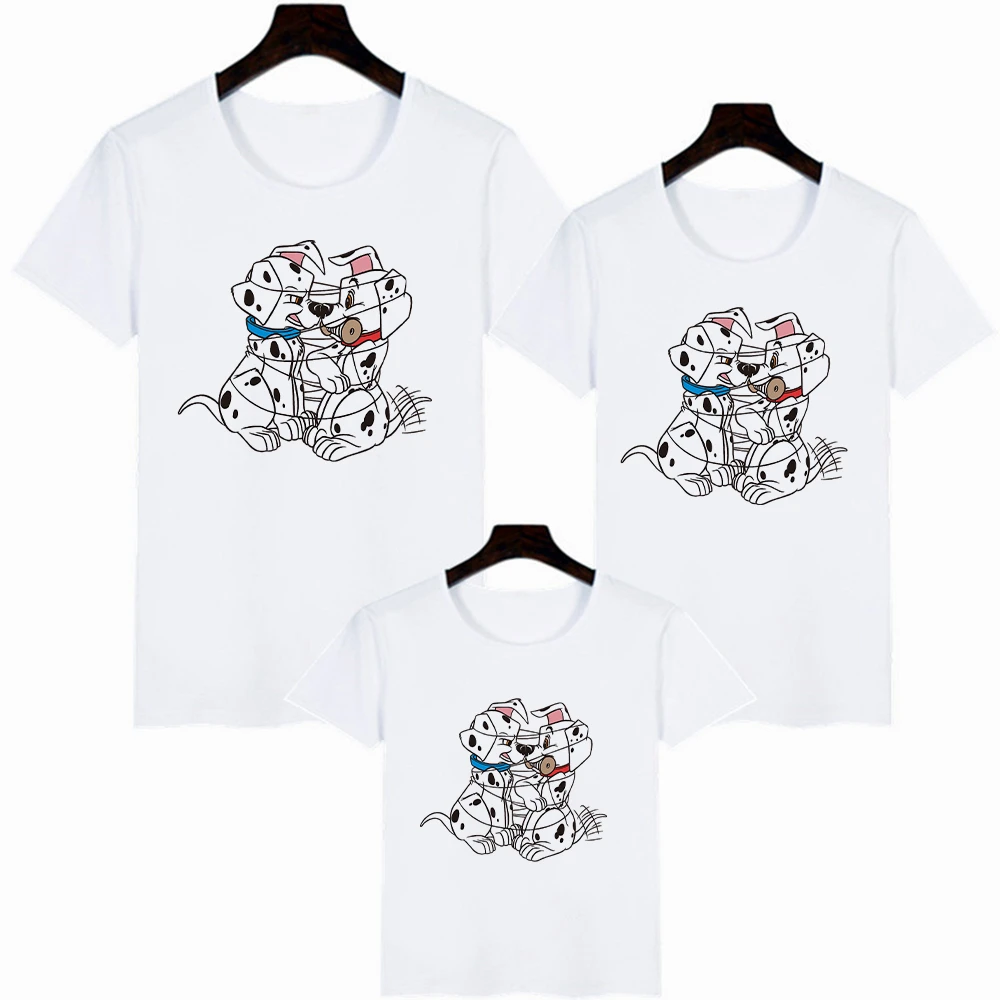 family clothes set Disney Little Spotted Dogs Print Casual Harajuk Children Tshirts Adult Unisex 101 Dalmatians T Shirt HipHop Family Clothes family easter outfits