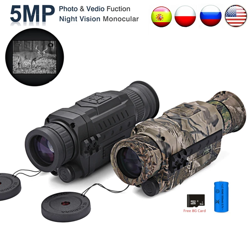 US $114.72 Wildgameplus Wg535 Camouflage Hunting Night Vision 5x35 Infrared Digital Camo Monocular Telescope Hunting Cameras