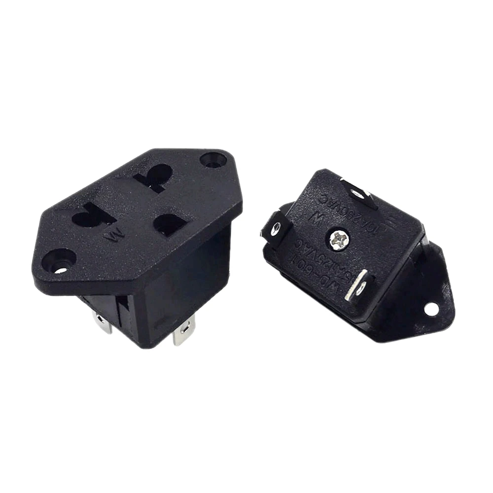 

US Panel Mount Outlet Power Connector Industrial Female Socket AC Electrical Embedded Panel Receptacle Socket Black 10A 250V