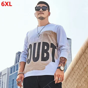 

Autumn large size men's long-sleeved T-shirt men's tide loose cotton tide brand plus size round neck fashion compassionate
