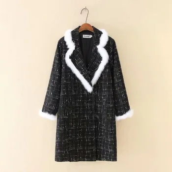 

2019 autumn winter plaid woolen coat new fashion causal women turndown collar long coat t plaid coat women women winter coat