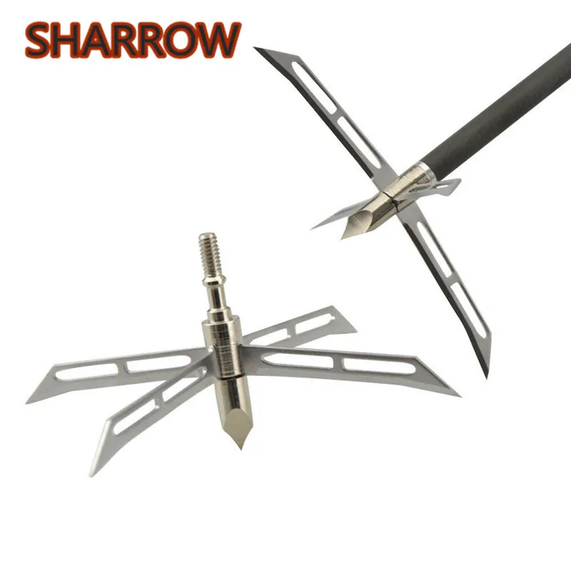 6/12Pcs 186Grain Hunting Tips Arrowheads 4 Blade Broadheads Arrow Points Large Cut For Bow Training Shooting Archery Accessories 3 6 12pcs archery arrowheads blade tips broadheads screw in arrow points bowfishing arrow outdoor fishing shooting accessories