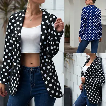 

Autumn And Winter Hot Sales New For 2019 Fashion Women Polka-dot Suit Jacket Long-sleeve Casual Loose Suit for Work Office hh88