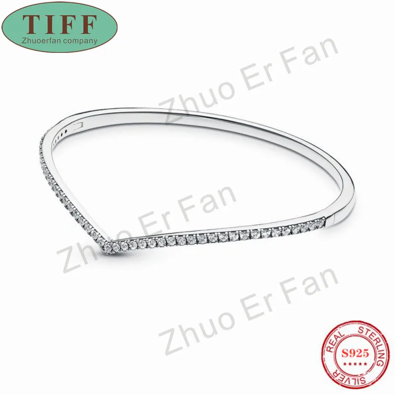 TIF pan 925 пробы Серебряный браслет для женщин, мерцающий браслет Wish, оригинальные ювелирные изделия, роскошные модные женские подарки