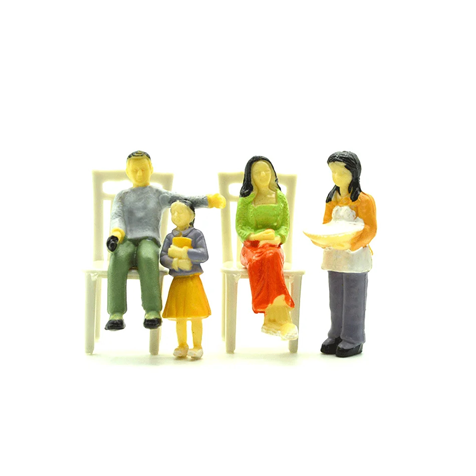 

1/30 Set Of Four Scale Model People Train Architectural Figures Building Road Landscape Sand Table Layout Diorama Plastic