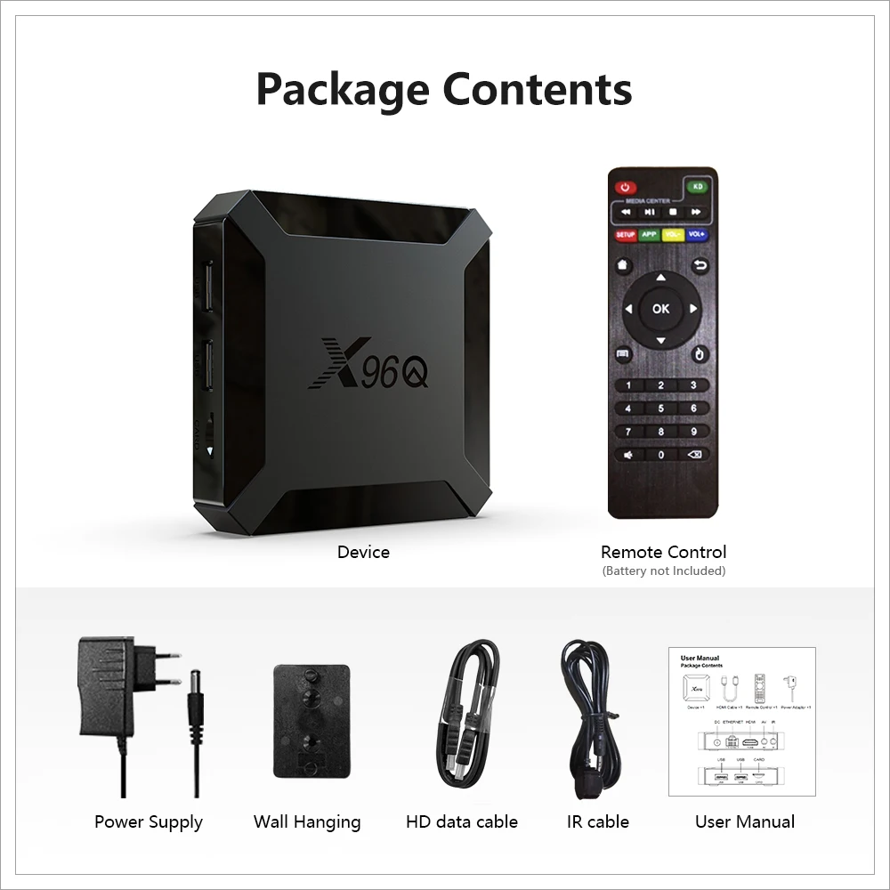 Android TV Box X96Q TV Box Android TV 4K 2GB 16GB décodeur TV Box Android  10.0 Allwinner H313 Quad Core X96q Smart TV Box WiFi 2.4G boitier Android TV  : : High-Tech