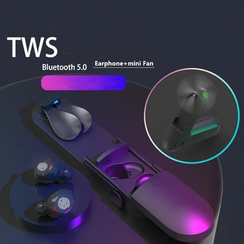 

NEW TWS F7 Bluetooths Earphone 5.0 Wireless with LED Digital Display Touch Control Earpiece Mini FanWaterproof EarPhone