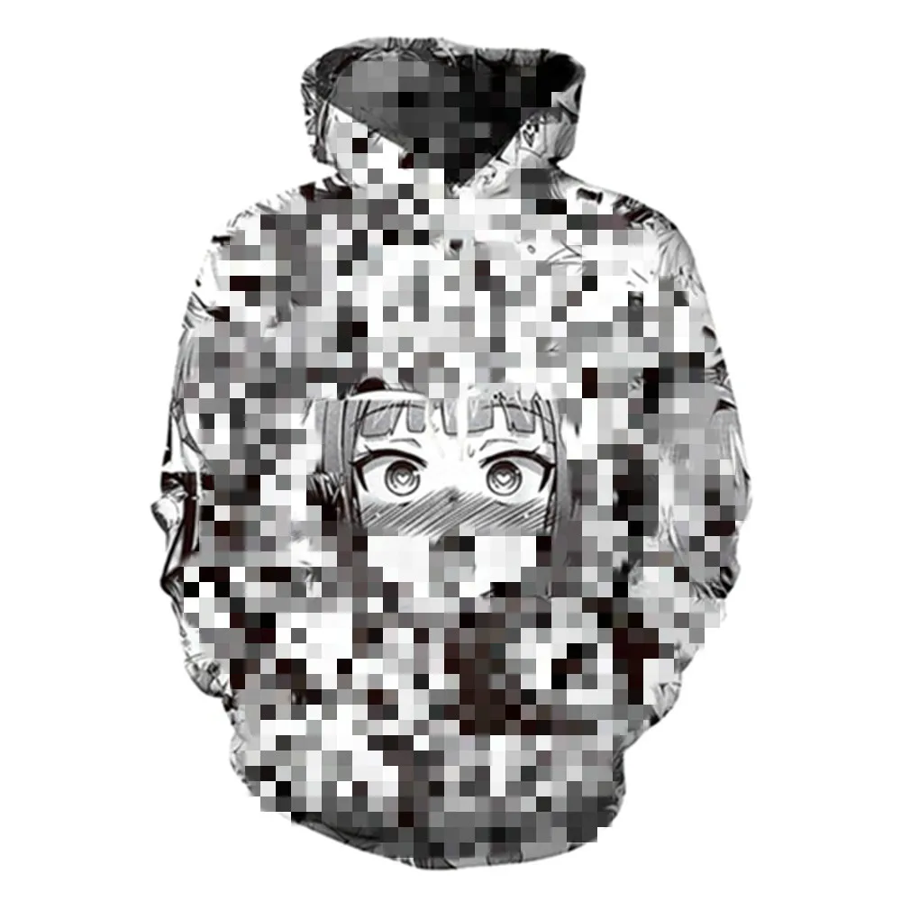 3D Ahegao толстовки с капюшоном для мужчин wo застенчивая девушка лицо Толстовка