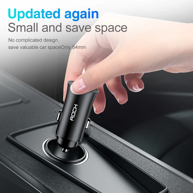 ROCK 32 Вт Металл Quick Charge 4,0 3,0 Автомобильное зарядное устройство двойной USB для Samsung Huawei Supercharge Quick Charge SCP 5A адаптер Автомобильное зарядное устройство