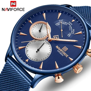 

NAVIFORCE 2019 New Top fashion Business Stainless Steel Mesh Watches Men's Casual Waterproof Quartz Wristwatch Relogio Masculino