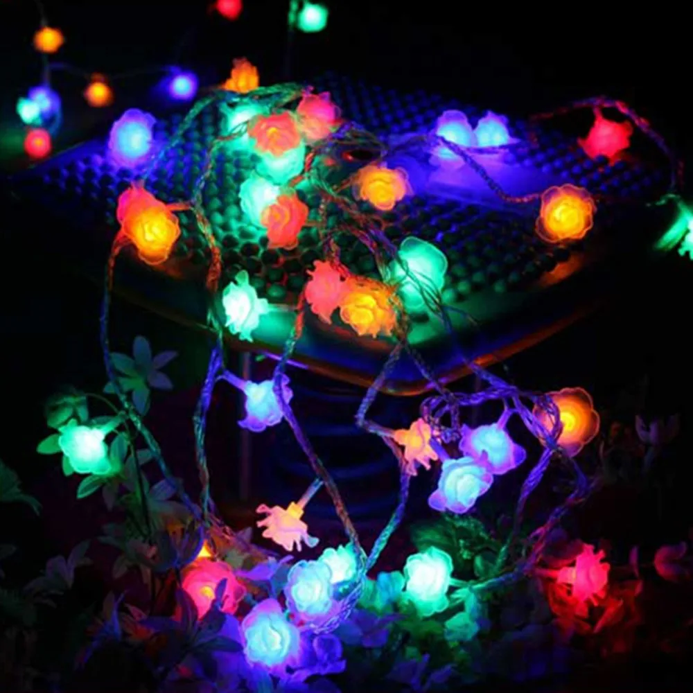 20 светодиодный цепочка цветов розы Luces светодиодный s украшения сказочные огни для свадьбы дома День святого Валентина события вечерние гирлянды Декор Luminaria