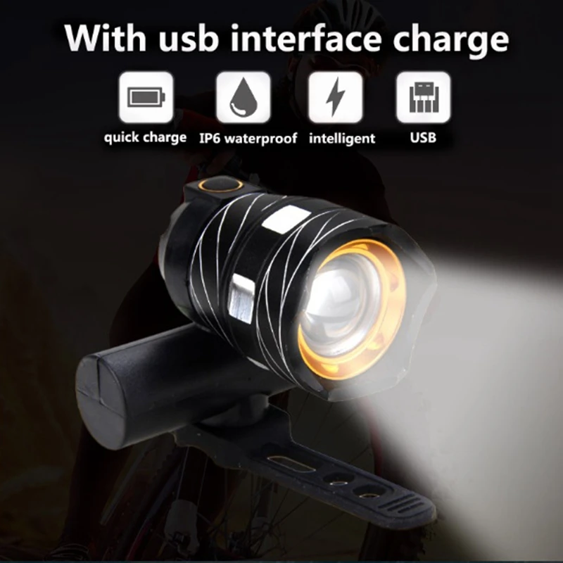 Прямая поставка-светодиодный велосипедный светильник Usb зарядка водонепроницаемый передний светильник s головной светильник с Usb перезаряжаемая подсветка велосипедный светильник